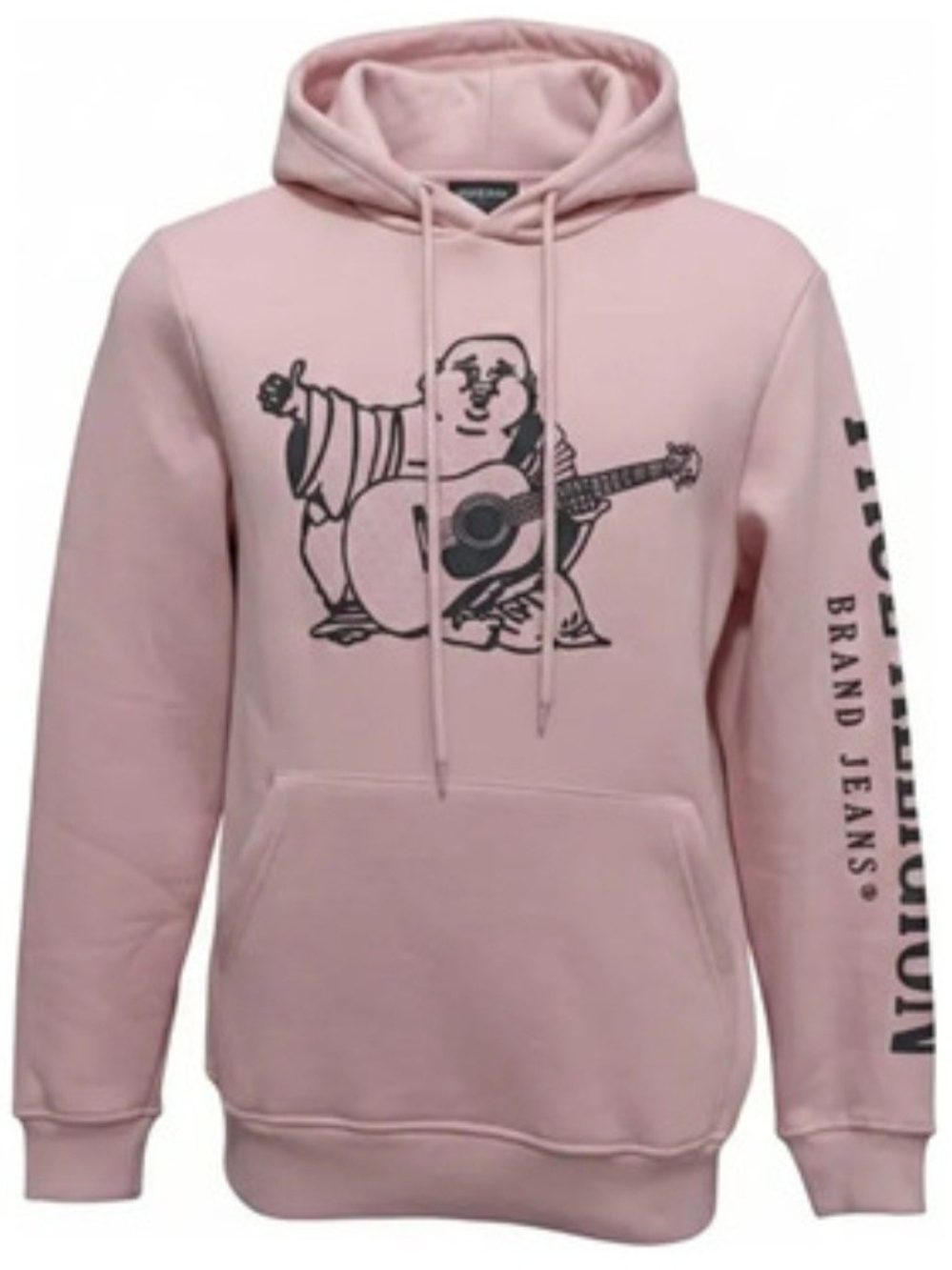 True Religion Pink Hoodie with Guitar Buddha Graphic